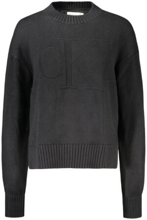 Pleten pulover Calvin Klein za ženske – črn – sprednji pogled