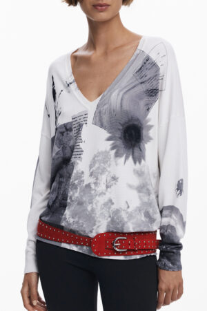 desigualmagliadonnabianco_1-11.jpg Pleten pulover Desigual za ženske – bel