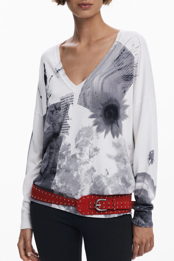 Pleten pulover Desigual za ženske – bel