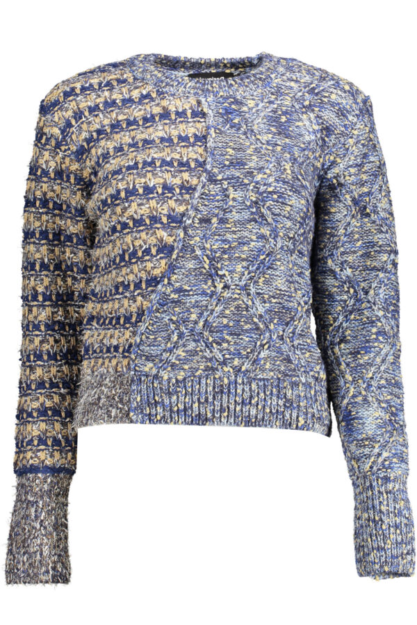 Pleten pulover Desigual za ženske – moder
