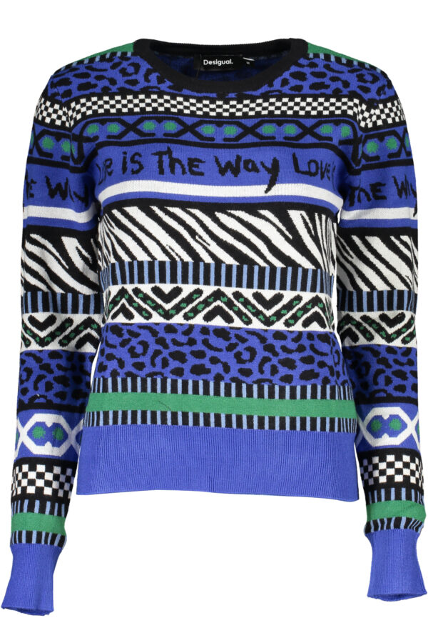 Pleten pulover Desigual za ženske – moder