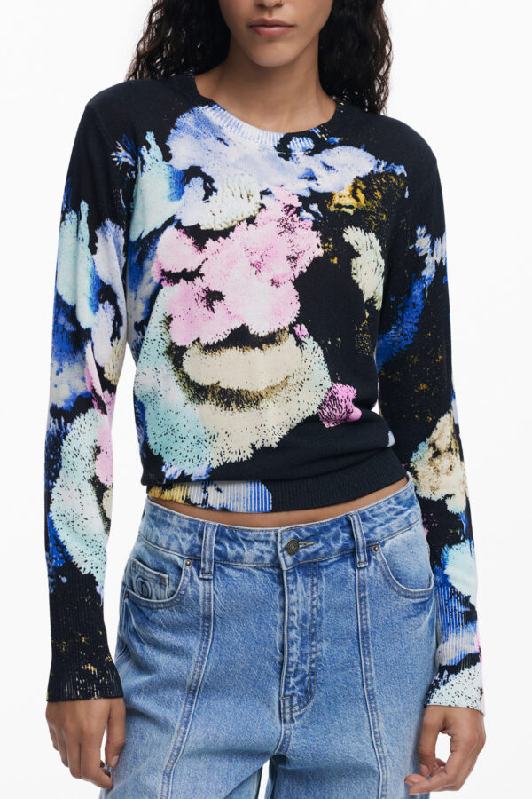 Pleten pulover Desigual za ženske – črn