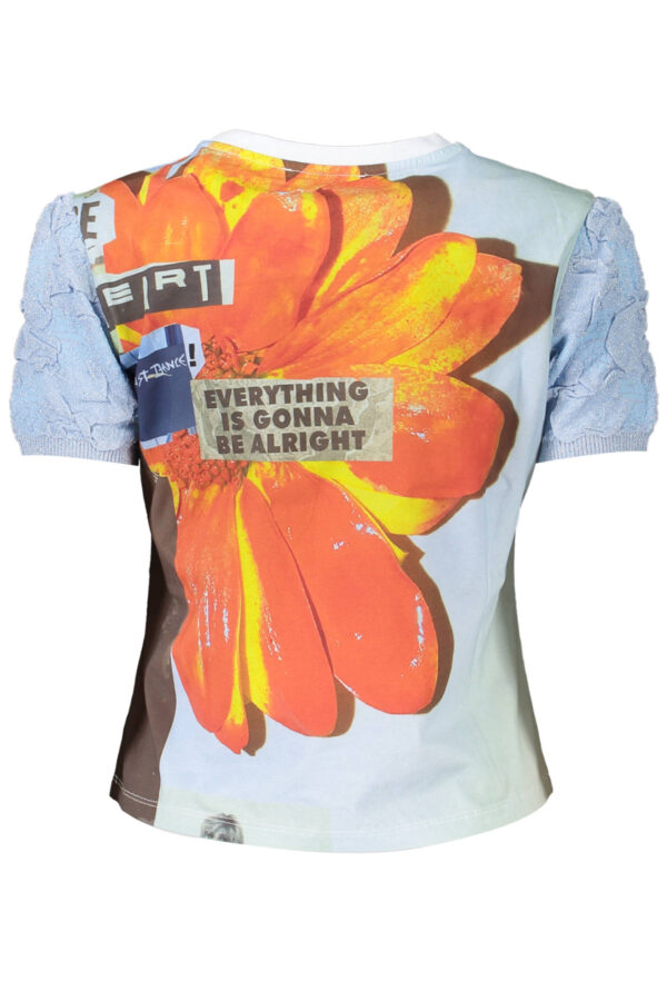 desigualt-shirtmanichecortedonnaazzurro_2.jpg Majica Desigual za ženske – svetlo modra