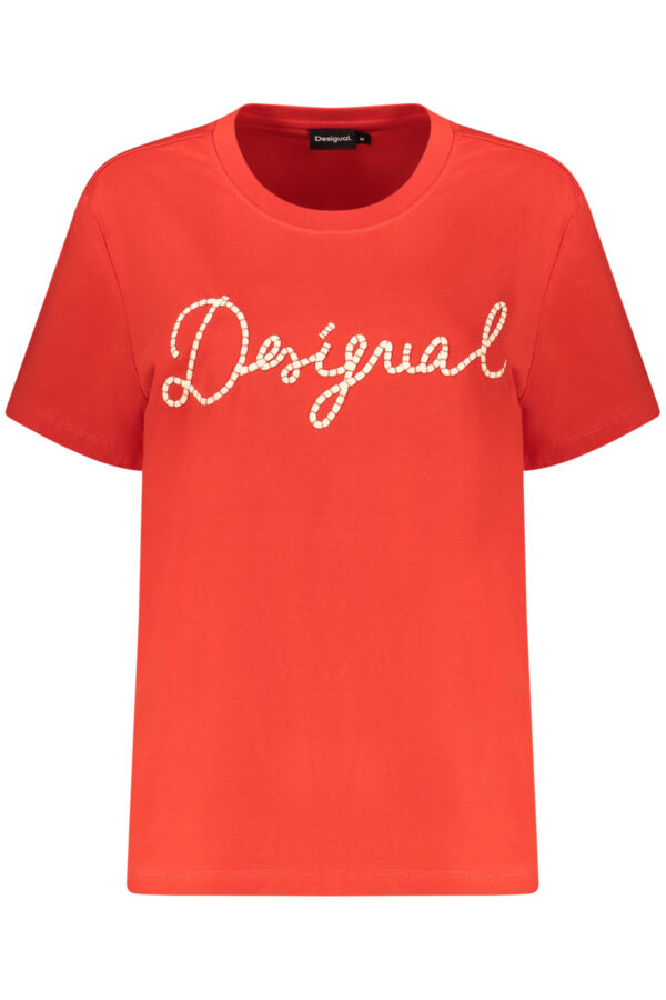 desigualt-shirtmanichecortedonnarosso_1.jpg Majica Desigual za ženske – rdeča