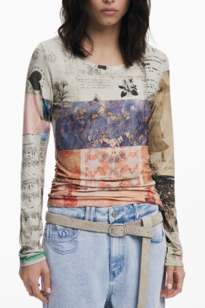 desigualt-shirtmanichelunghedonnabeige_1-4.jpg Majica Desigual za ženske – bež