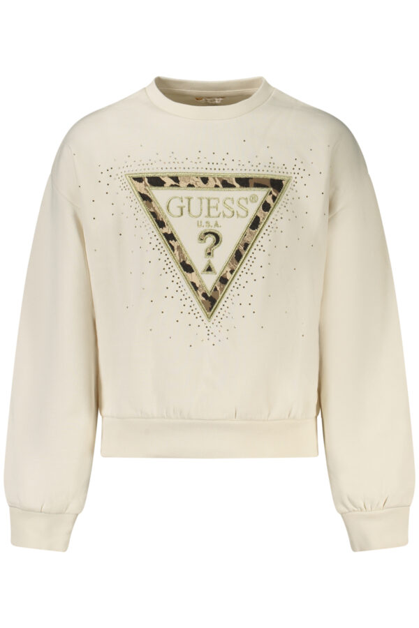 guessjeansfelpasenzazipbambinabianco_1-2.jpg Otroški pulover Guess Jeans za deklice – bel