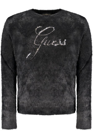 Otroški pleten pulover Guess Jeans za deklice – črn – sprednji pogled
