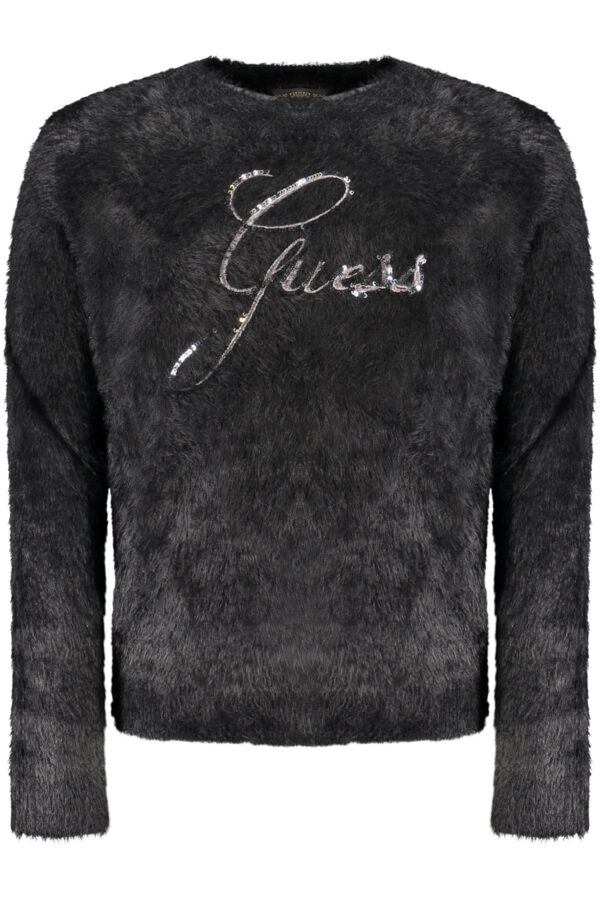 Otroški pleten pulover Guess Jeans za deklice – črn – sprednji pogled