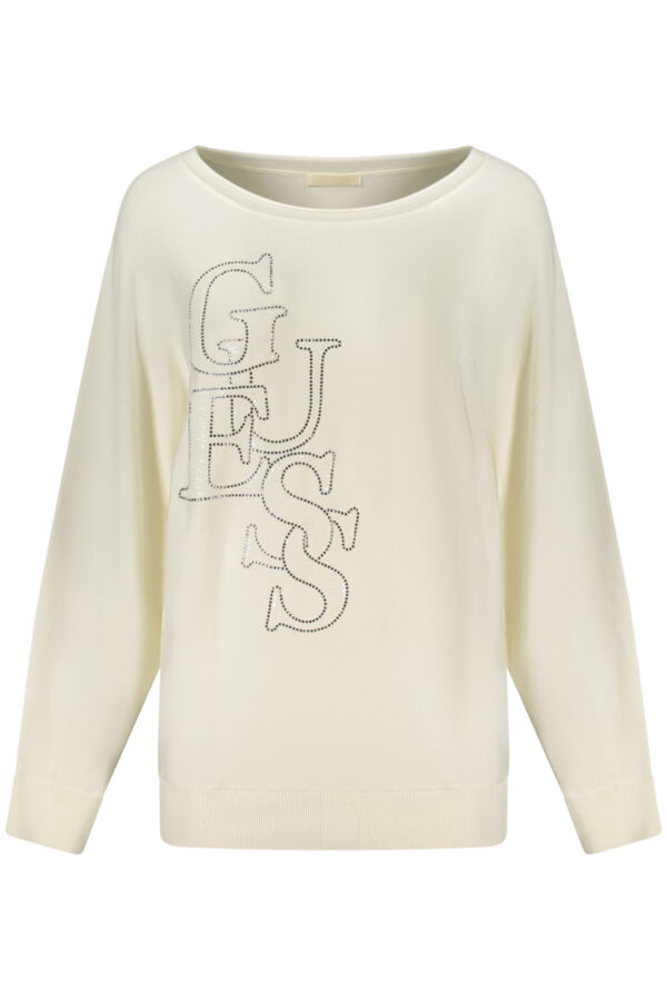 Pleten pulover Guess Jeans za ženske – bel – sprednji pogled