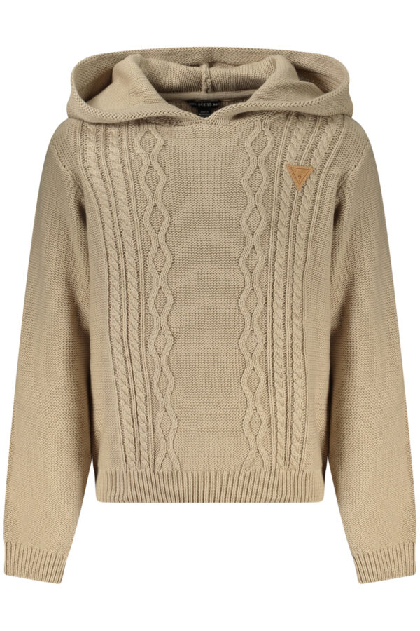 guessjeansmaglionebambinobeige_1-1.jpg Otroški pleten pulover Guess Jeans za dečke – bež – sprednji pogled