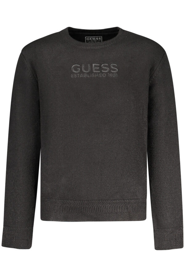 Otroški pleten pulover Guess Jeans za dečke – črn – sprednji pogled