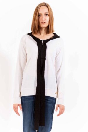 Pleten pulover Love Moschino za ženske – bel