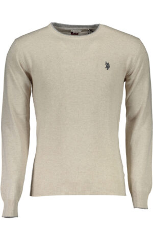 Pleten pulover U.S. Polo Assn. za moške – bež – sprednji pogled