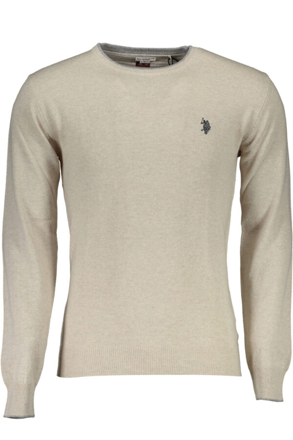 uspolomaglioneuomobeige_1.jpg Pleten pulover U.S. Polo Assn. za moške – bež – sprednji pogled